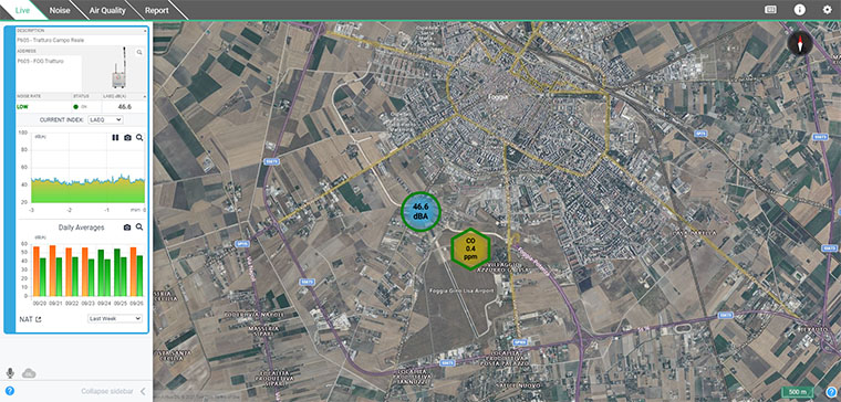 SWW-DATASVC live noise level on map